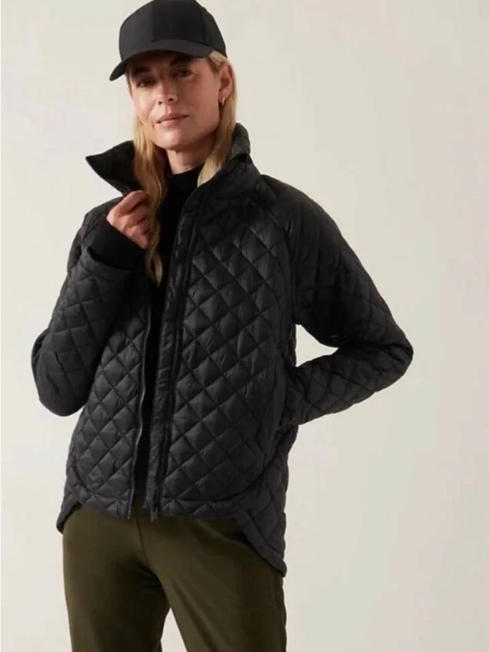 Athleta black quilted whisper featherless jacket sz sm - Picture 9 of 14